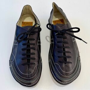 Black Leather Men's handmade driving Sneakers